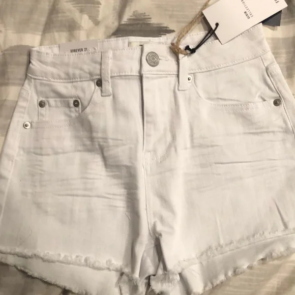 Forever 21 Shorts Nwt Forever White Denim Shorts Size Us 25